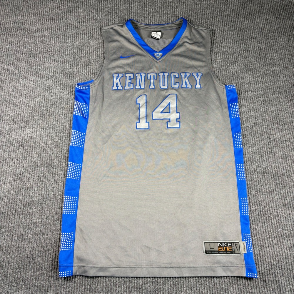 Nike Jersey Mens L Kentucky Wildcats Basketball  Gray Blue 14 Elite 28543X-14A